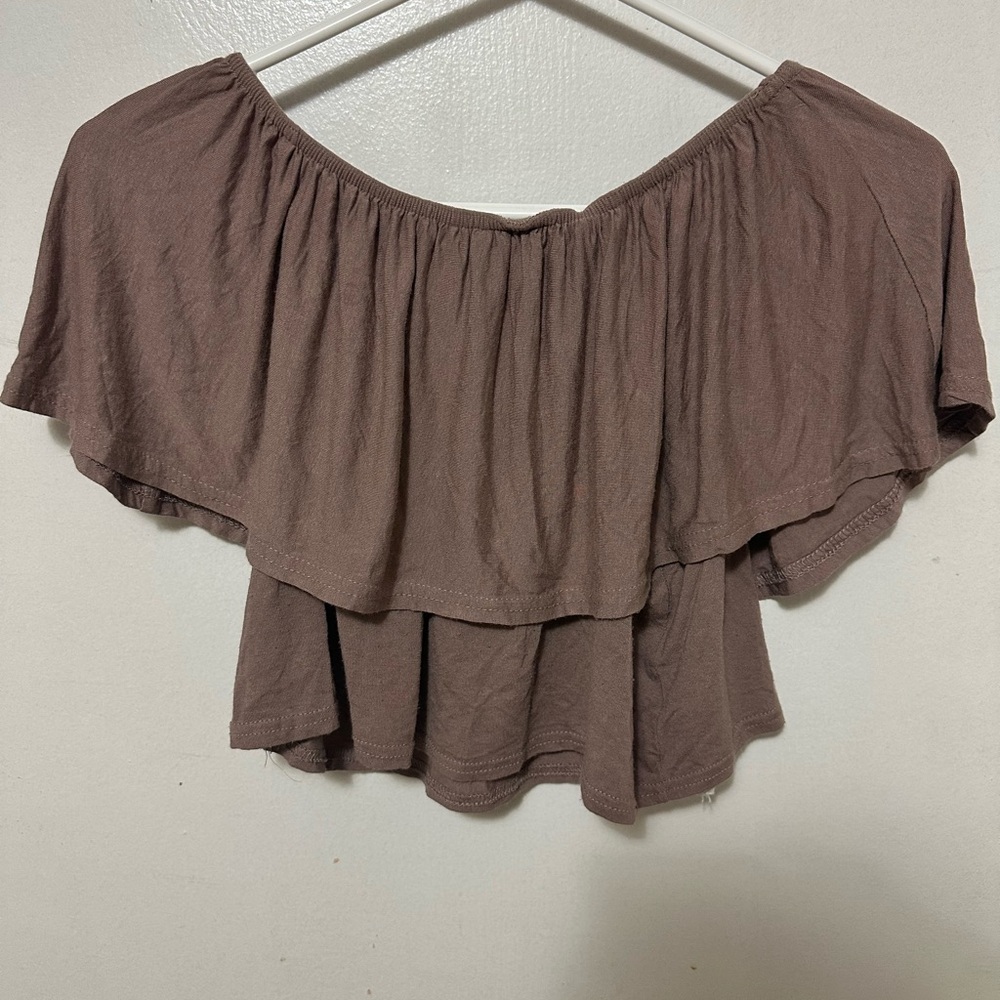 Boohoo Mauve Off-Shoulder Crop Top